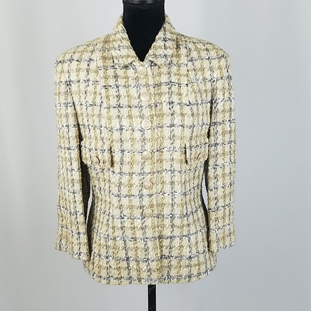 Peter Nygard women 8 tweed jacket blazer old money career academia collegiate